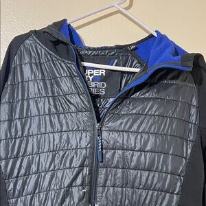 Superdry Quilted Performance Puffer - Gray and Blue